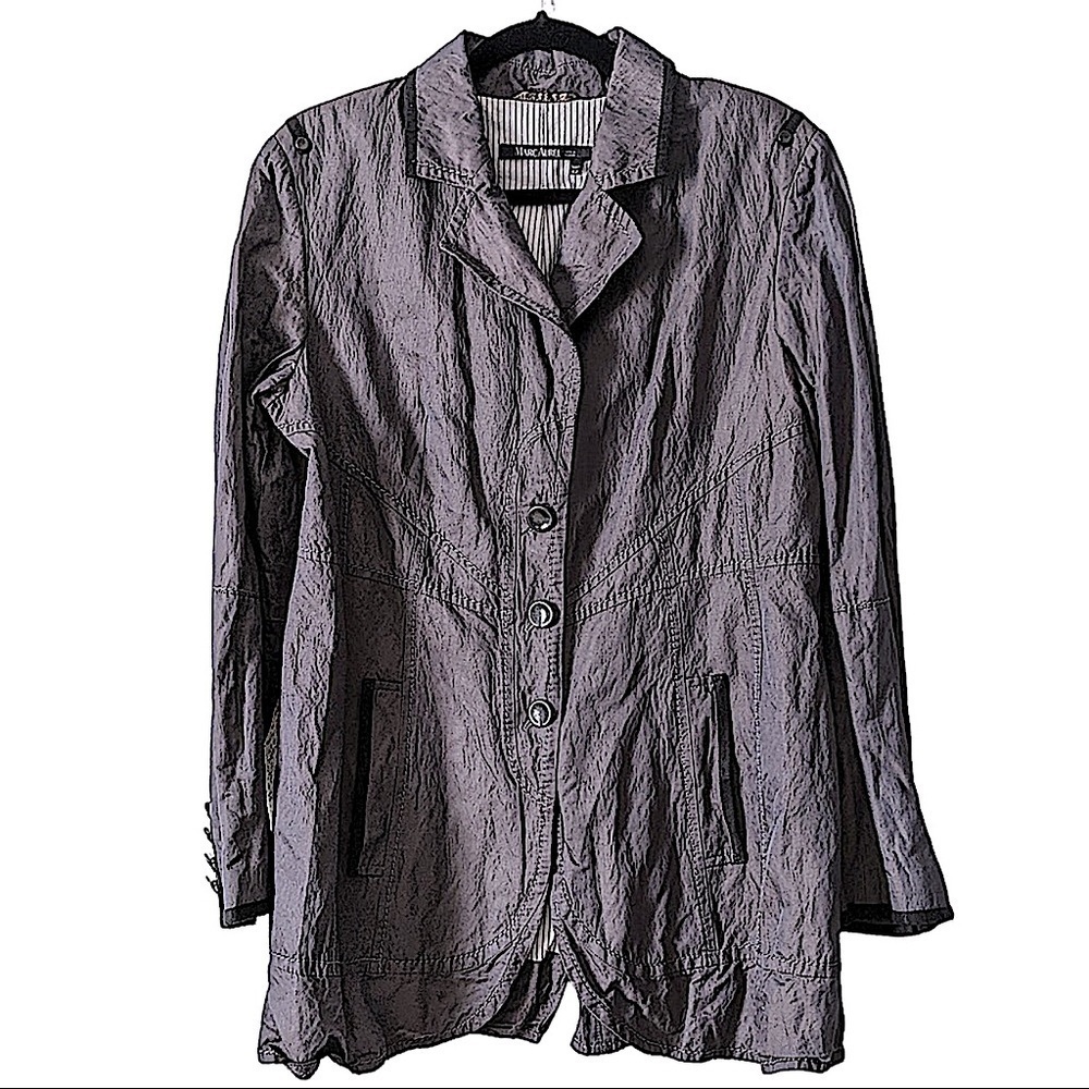 Marc Aurel Gray Cotton Blend Crinkle Fabric Jacket Size 10-12